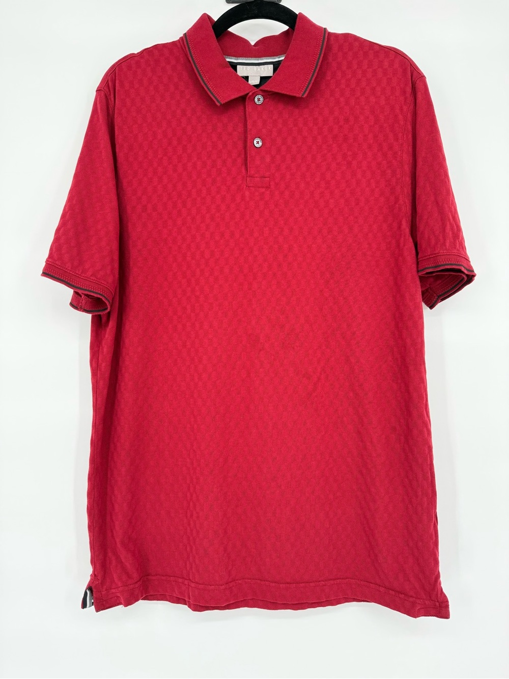 Ted Baker Textured Polo Shirt Short Sleeve Cotton Blend Luxury Casual Golf Large